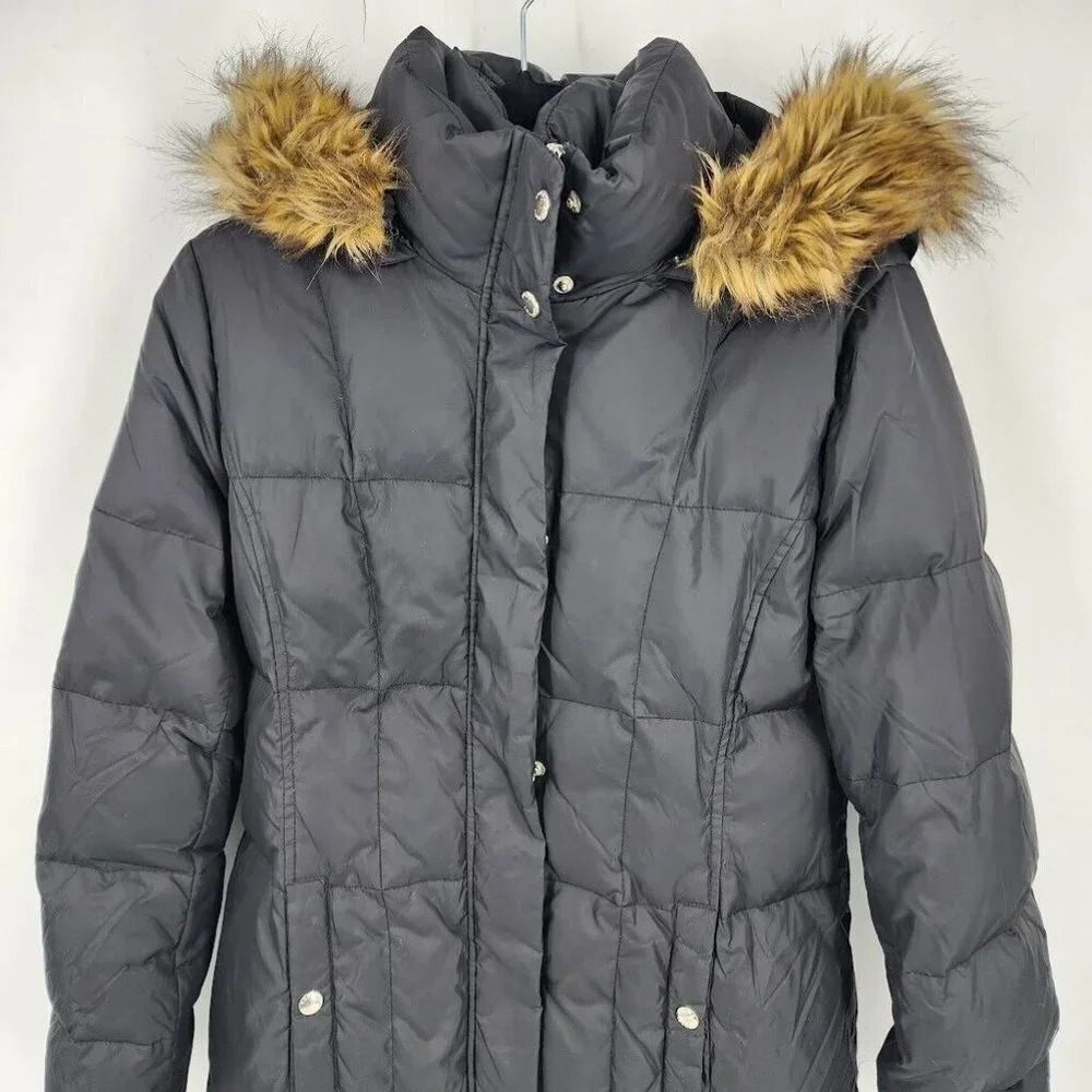 Michael Michael Kors Women's Double‎ Collar Fur Hood Mid Length Puffer Size S - Picture 4 of 15